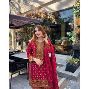 Conjunto superior e inferior de mujer de diseñador con Dupatta para ropa de fiesta - Product Image 3