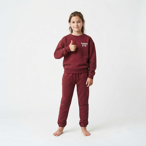 Conjunto Deportivo para Niños, Elegante, Color Granate, Informal, Sudadera con Cuello Redondo, Pantalones Deportivos, Proveedor de Ropa Urbana - Product Image 6
