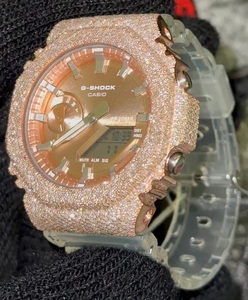 Montre en acier inoxydable Iced for Style, aspect diamant or rose, analogique-numérique, luxe, sport, mouvement mécanique, 42 mm - Product Image 3