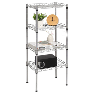Classic Design 5 Layers Silver Plated Display <b>Storage</b> Shelves & <b>Units</b> Durable Heavy Duty Glass Stainless Steel <b>Metal</b> - Product Image 4