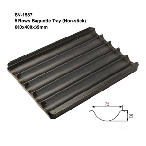 ถาดอบบาแกตต์แบบมีรู ATLAS STAR 5 แถว ขนาด 60x40 ซม. 5 ช่อง  วัสดุอลูมิเนียมอัลลอยด์เคลือบ PTFE ป้องกันติด สำหรับอบขนมปังฝรั่งเศสและอิตาเลียน - Product Image 2