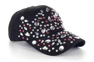 Gorra de Béisbol con Pedrería para Mujer, Gorra con Cristales Brillantes, Gorra Casual de Moda en Blanco y Negro - Product Image 5