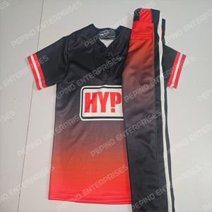 Uniforme de baseball personnalisé pour homme, 100 % polyester, uni, col en V, manches courtes, fermeture à boutons réglables, évacuation de l'humidité - Product Image 1