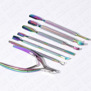 Luxury Double End Stainless Steel Cuticle Pusher Rainbow Nail Dead Skin Remover Manicure <b>Pedicure</b> <b>Tool</b> OEM - Product Image 6