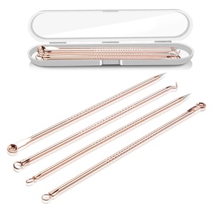 Premium 4 Piece Stainless Steel Acne Extractor <b>Tool</b> Set Professional Blackhead Remover Kit for Facial Skin Care - Product Image 1