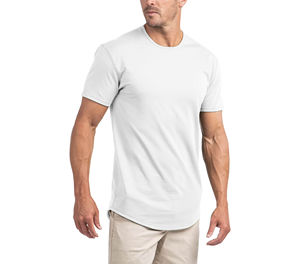 เสื้อยืดคอตตอนทรงยาวสำหรับผู้ชาย พร้อมดีไซน์ทันสมัยแบบสวมใส่สบายและตัวเลือกการปรับแต่งแบรนด์ส่วนตัว - Product Image 1