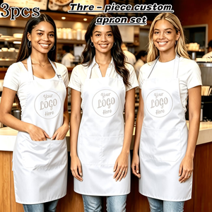 Custom Logo Apron Set 3 Piece Printed Kitchen Aprons Disposable Apron <b>Kit</b> for Cafe Bakery DIY Workshop - Product Image 3
