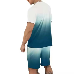 Casual Breathable T-<b>Shirt</b> Shorts Set for Men Summer 2-Piece Digital Printing Custom Heavyweight Terry <b>Waffle</b> for men's - Product Image 4