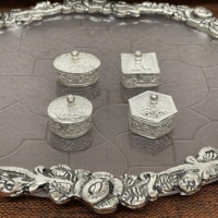 Boîte à bijoux ronde multifonctionnelle en argent allemand moderne, fabriquée à la main, écologique, pour cadeau de mariage