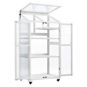 Invernadero Portátil de 62 Pulgadas de Altura con Ruedas, Invernadero Grande para Balcón, Uso en Interiores y Exteriores, Estantes Ajustables, Material de Madera - Product Image 4