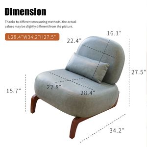 Cozy <b>Comfy</b> Armless Faux Leather Accent <b>Chair</b> with Soft Cushion Solid Wood Legs for Living Room and Bedroom - Product Image 6