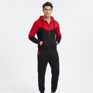 Conjunto Deportivo con Capucha para Hombre, Color Rojo y Negro, Sudadera con Cremallera de Manga Larga y Pantalones, Ropa Casual de Otoño - Product Image 4