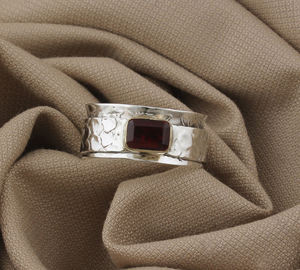 Handmade 925 Sterling <b>Silver</b> Garnet Classic <b>Boho</b> Style Worry <b>Ring</b> for Anxiety Relief Wedding & Party Artisan Jewelry Wholesale - Product Image 1