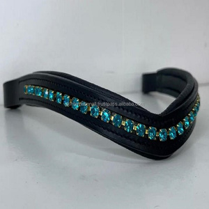 Bandeau de luxe en forme de V lisse, paon vert bleu avec diamants en cuir rembourré, toutes tailles personnalisées, prix de gros - Product Image 6