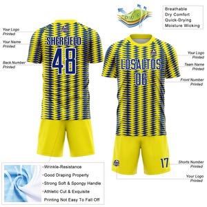 Maillot de football respirant pour homme, manches courtes, col rond, 100 % polyester, maille blanche et bleue, taille élastique, vêtements pour adultes - Product Image 4