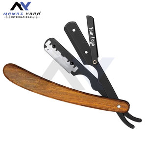 ผู้ผลิตและจำหน่ายมีดโกนสำหรับช่างตัดผม สีดำ โลหะ สแตนเลส ด้ามไม้ พร้อมซองหนัง รับทำโลโก้ตามสั่ง - Product Image 4