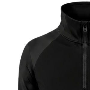 <b>Women</b> Quarter Zip Athletic <b>Top</b> <b>Black</b> <b>Long</b> <b>Sleeve</b> Fitted Sports Training Shirt High Collar Thumbhole Performance Activewear - Product Image 3