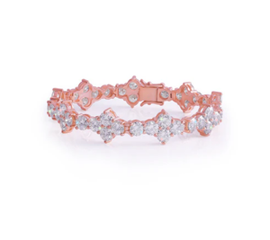 Rose Gold Plated <b>Crystal</b> Tennis <b>Bracelet</b> Women's Geometric Prong Setting Classic Wedding Jewelry Alloy <b>Bracelet</b> - Product Image 1
