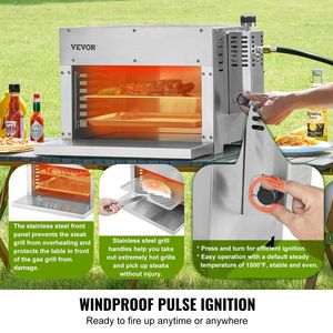 Griglia Portatile a Infrarossi in Acciaio Inox per Bistecche, Barbecue a Propano a 6 Livelli Regolabili fino a 1500 Fahrenheit - Product Image 3