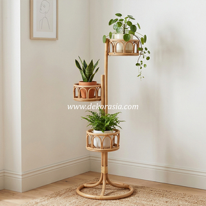 Eco-Friendly Rattan Plant Stand for Indoor Outdoor Garden <b>Flower</b> Pot Holder Decorative Home Decor <b>Display</b> Rack - Product Image 3