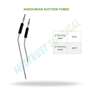 Tubes d'aspiration Asdourian 20FR, instrument chirurgical d'aspiration pour la colonne vertébrale, 5 et 9 pouces, en acier inoxydable courbé, réutilisables - Product Image 2