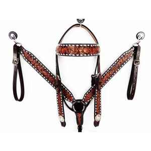 Alta calidad hecho a mano carreras de caballos con cuentas caballo occidental una oreja headstall Peto flecos coloridos - Product Image 1
