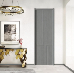 Porte de chambre d'entrée privée moderne en PVC avec placage bois, résistante à l'humidité et ignifuge, en MDF massif, matériau principal pour intérieur - Product Image 2