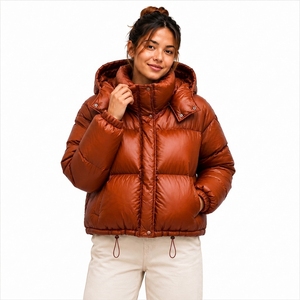 Chaqueta Personalizada para Mujer, Chaqueta Corta Acolchada, Manga Larga, Color Sólido, Cuello Alto, Abrigo de Invierno, Chaqueta Acolchada para Mujer - Product Image 1