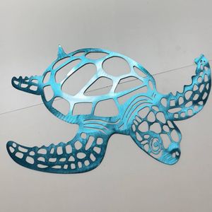 CIFbuy Elegante ornamento in metallo a forma di tartaruga marina, decorazione costiera unica ed elegante per cucina, bagno, arte murale a tema spiaggia - Product Image 1
