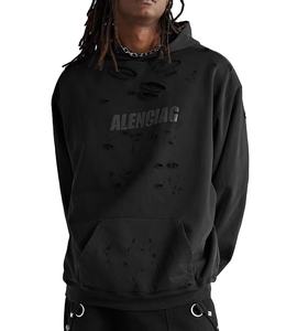 Sudadera con Capucha Extra Grande, Estilo Desgastado, con Hombros Caídos, Gruesa, Impermeable, 100% Algodón para Hombre - Product Image 1