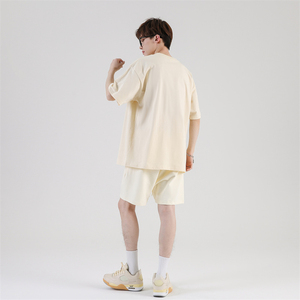 Ensemble de t-shirts en coton bleu uni surdimensionnés pour hommes, décontractés, à manches courtes, col rond, tricotés, respirants, t-shirts surdimensionnés pour hommes - Product Image 6