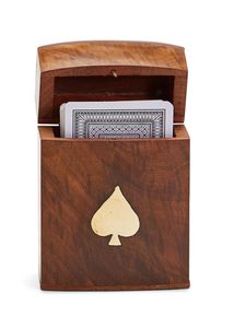 Boîte à cartes en bois moderne et durable R HANDICRAFT avec emblème pique doré, faite à la main, de luxe, pour rangement de cartes à jouer, ensemble cadeau décoratif - Product Image 6