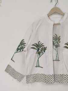 Chaqueta Floral Estampada a Mano, Chaqueta de Algodón con Diseño de Árbol Verde, Estilo Boho, para Verano e Invierno - Product Image 5