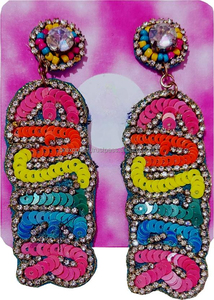 Pendientes de gota chapados en oro con corazón, bordado de cuentas de semillas hecho a mano, joyería de lentejuelas coloridas, accesorios clásicos de fiesta para mujer - Product Image 3