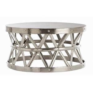 Table basse en métal finition argentée, style très populaire, pour la maison, le salon, les villas, usage décoratif, meubles. - Product Image 1