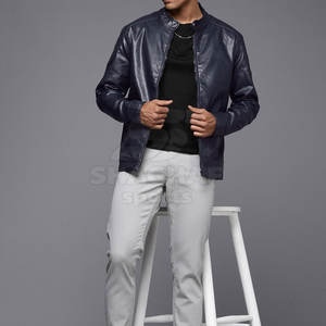 Chaqueta de cuero para hombre a la moda con bolsillos con cremallera y forro suave para usar en todas las estaciones, chaqueta de invierno para hombre - Product Image 3