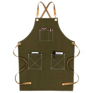Stylish Bar Worker Canvas Uniform Vest Adjustable Genuine Leather <b>Strap</b> Apron with Pockets For <b>Elite</b> Mixologist Lounge Bar - Product Image 3
