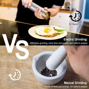 Moulin à sel et à poivre électrique en acier inoxydable à réglage de la grosseur avec lumière intégrée - Product Image 2