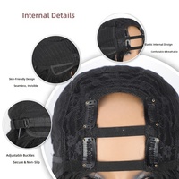 Perruque mi-tête synthétique noire bouclée longue de 24 pouces, résistante à la chaleur, avec bandeau réglable et clip, modèle Latisha pour femme