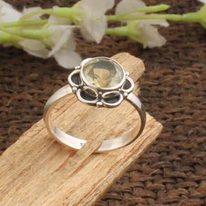 Anillo de Plata de Ley con Citrino Engastado en Bisel, Gema de Nacimiento de Noviembre, Joyería de Declaración para Boda de Mujer, Regalo - Product Image 6