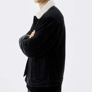 Veste en jean pour homme, prix usine personnalisé, délavage vieilli, fleurs en strass, tricotée, courte, boutonnée, pour l'hiver, vente en gros - Product Image 2