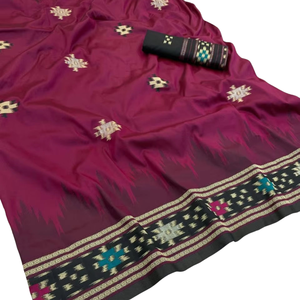 ผ้าส่าหรีพิมพ์ลายดิจิทัลสีชมพูพีชสำหรับผู้หญิง |   ชุดปาร์ตี้สำเร็จรูป DC Element ราคาส่ง คอลเลคชั่นงานเทศกาล แห้งเร็วทุกแบบ - Product Image 3