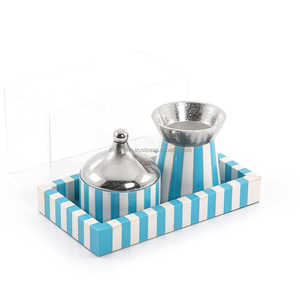 Ensemble de brûleur à bakhoor traditionnel arabe personnalisé, incrustation de résine, anis étoilé, bois de santal, plateau en forme de dôme, couvercle en métal, religieux - Product Image 1