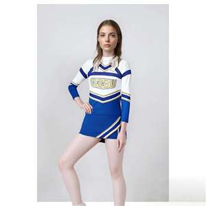 Ensemble d'uniformes de cheerleading personnalisés pour femmes, haut à manches longues, jupe, uniforme d'équipe sportive, spandex/polyester 300g OEM - Product Image 5