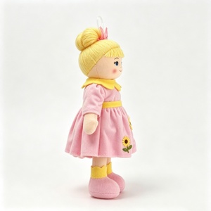 customized Mini Hanging Blonde Bun Rag <b>Doll</b>, Soft Fabric Girl Plush Ornament,Pink Sunflower Embroidered Dress Cloth <b>Doll</b> Pendant - Product Image 2