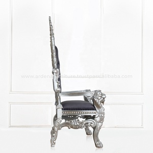 Silla de trono moderna, estilo Rey León, cuero de madera maciza de plata de lujo para el hogar, apartamento, o Villa Hotel, muebles de sala de estar - Product Image 4