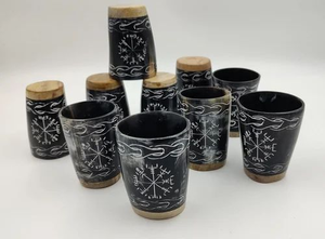 Natural Horn <b>Shot</b> <b>Glass</b> <b>Set</b> Mini Agate Drinking Cup Polished Buffalo Horn Viking Style Animal Design Eco-Friendly FAIZA CRAFT - Product Image 3