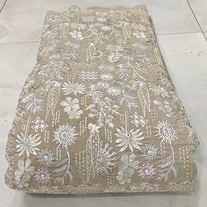 Velvet Embroidered <b>Fabric</b> <b>Indian</b> Embroidered Velvet <b>Fabric</b> Luxury <b>Fabric</b> for Abaya Kaftan Wedding Dress Wholesale Export Markets - Product Image 4