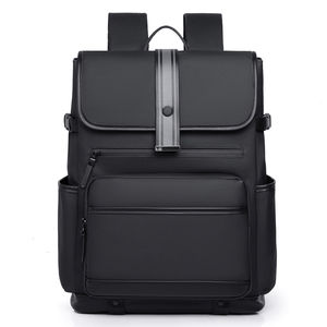 Minimalist Black Laptop <b>Backpack</b> <b>Waterproof</b> Travel Daypack Flap Closure Business College Rucksack - Product Image 1