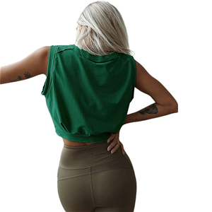 Camiseta Deportiva sin Mangas para Mujer, Color Sólido, Corte Recortado, Ajuste Holgado, Informal, para Gimnasio - Product Image 5